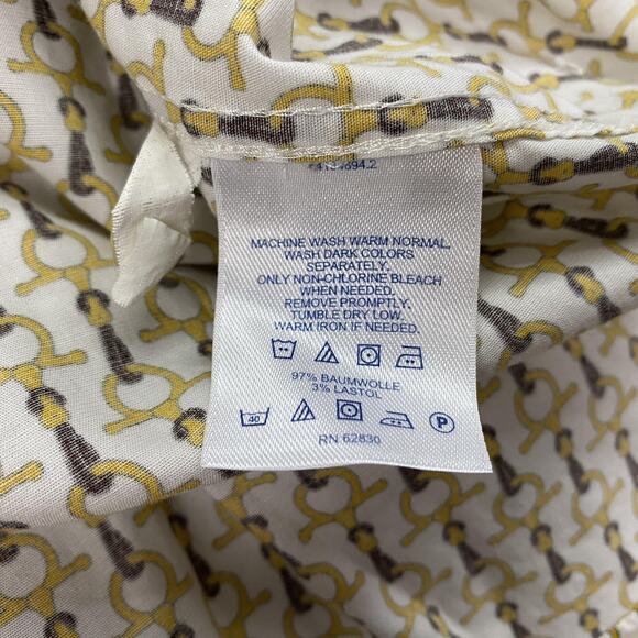 Lands End Top Womens 22W White Yellow Equestrian Horse Bit Career Button Up - Picture 11 of 13